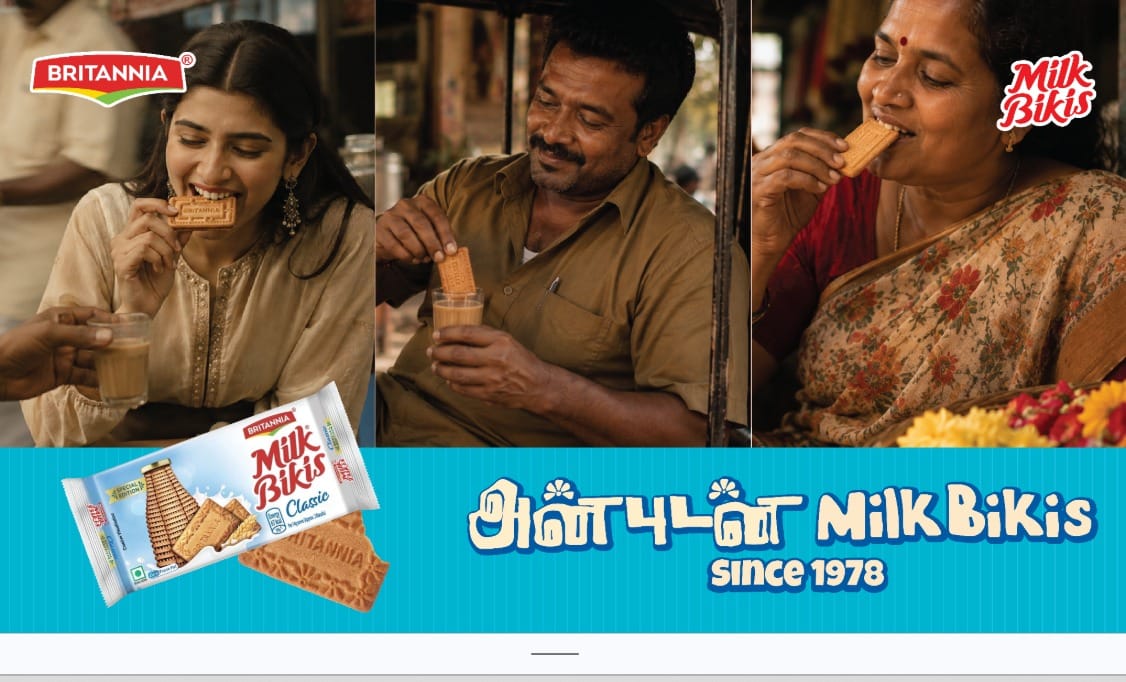 Milk Bikis poster with three photo panels